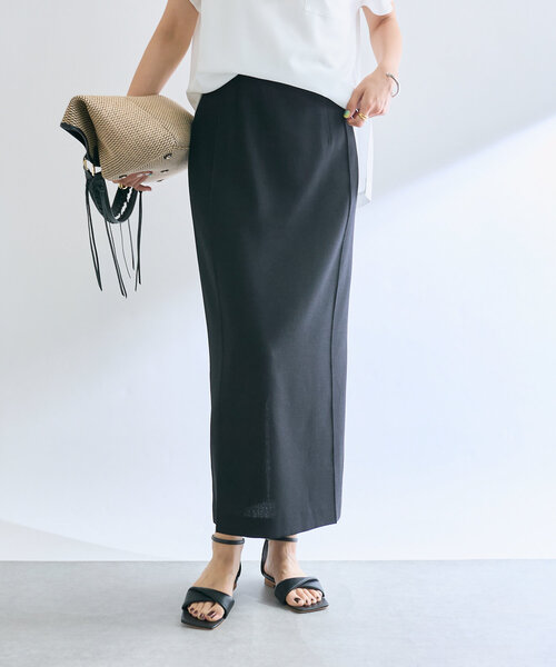 RIVE DROITE(リヴドロワ)の「【接触冷感/ウォッシャブル】ピンタックナロースカート(スカート・レディース・オフホワイト/ブラック/ベージュ・38/36)」の17枚目の写真