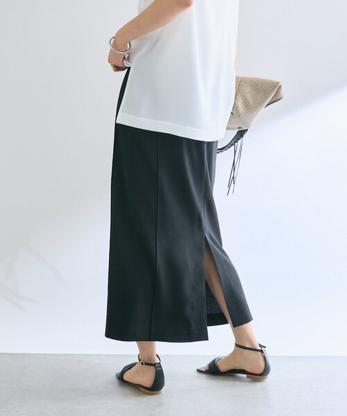 RIVE DROITE(リヴドロワ)の「【接触冷感/ウォッシャブル】ピンタックナロースカート(スカート・レディース・オフホワイト/ブラック/ベージュ・38/36)」の19枚目の写真