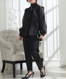 Lace Ladies（レースレディース）の「スタンドカラー ボウタイリボン ペプラム ドッキング セットアップ（セットアップ）」