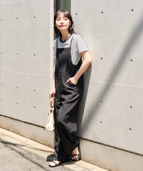 FREAK'S STORE(フリークスストア)の「<接触冷感/大きいサイズあり>SUMMERCOOL バックリボン サロペット(サロペット/オーバーオール・レディース・グレー/ブルー/ブラック・LARGE/フリ-)」の2枚目の写真