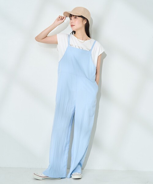 FREAK'S STORE(フリークスストア)の「<接触冷感/大きいサイズあり>SUMMERCOOL バックリボン サロペット(サロペット/オーバーオール・レディース・グレー/ブルー/ブラック・LARGE/フリ-)」の12枚目の写真