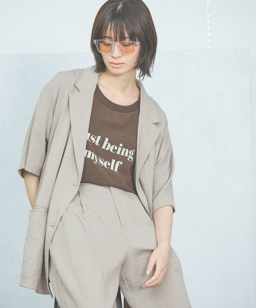 LAKOLE（ラコレ）の「布帛プリントT / 571205（Tシャツ/カットソー・レディース・オフホワイト/ブラウン/ライトブルー/ブラック・FREE）」の10枚目の写真