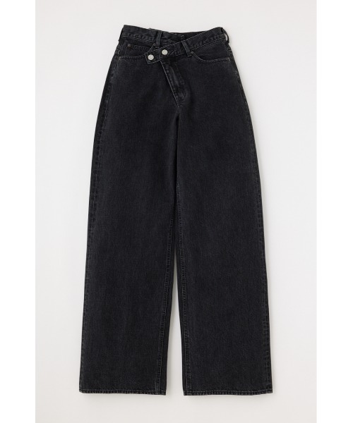 moussy クロスウエストワイドストレートデニム ブラック 0 CROSS WAIST WIDE STRAIGHT/クロスウエストワイドストレート
