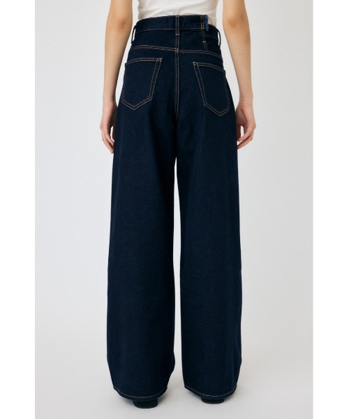 moussy クロスウエストワイドストレートデニム MOUSSY CROSS WAIST WIDE STRAIGHT L/BLU1 -ファッション通販