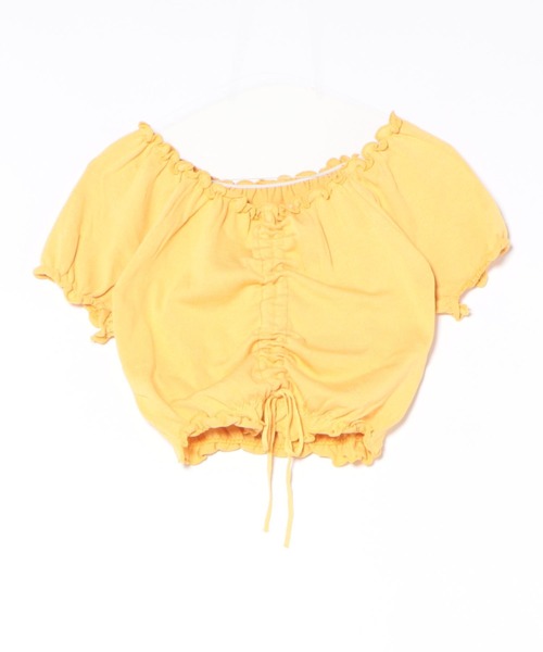 WEGO(ウィゴー)の「WEGO/シャーリングカラフルリボンブラウス/クロップド丈トップス(シャツ/ブラウス・レディース・ホワイト/ピンク/パープル/イエロー/ブルー/ブラック・FREE)」の19枚目の写真