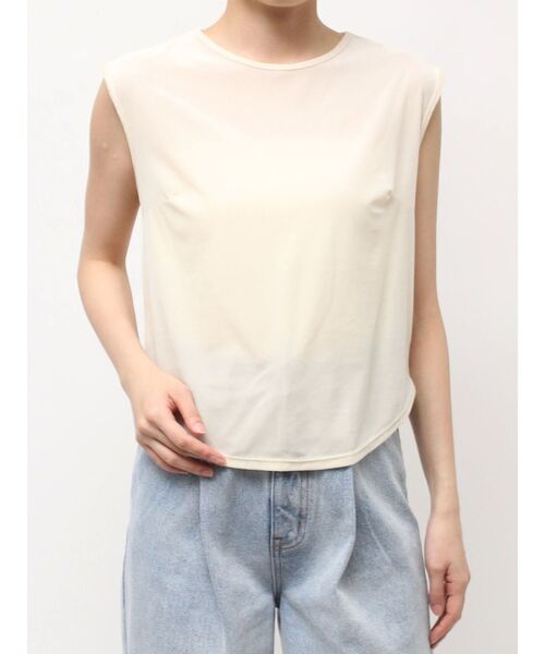 LAGUNAMOON（ラグナムーン）の「ベロアノースリーブトップス（Tシャツ/カットソー・レディース・ブラック/アイボリー/モカ・FREE）」の2枚目の写真