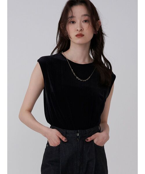 LAGUNAMOON（ラグナムーン）の「ベロアノースリーブトップス（Tシャツ/カットソー・レディース・ブラック/アイボリー/モカ・FREE）」の19枚目の写真