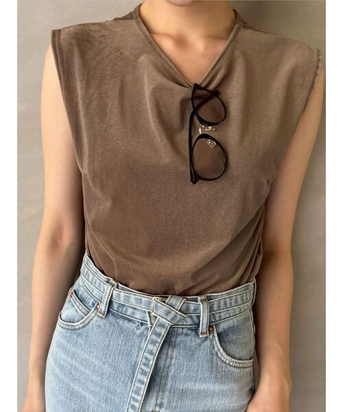 tシャツ ベロアノースリーブトップス レディース UNITED ARROWS tシャツ ベロア ノースリーブ Tシャツ