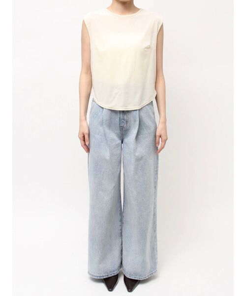 LAGUNAMOON（ラグナムーン）の「ベロアノースリーブトップス（Tシャツ/カットソー・レディース・ブラック/アイボリー/モカ・FREE）」の12枚目の写真