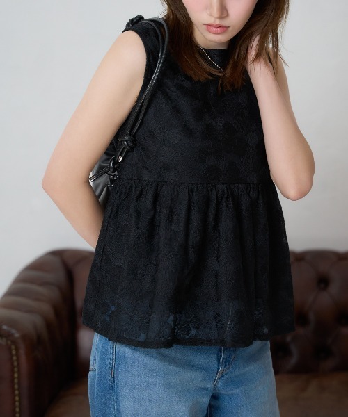 TRIANGLE PALETTE（トライアングルパレット）の「レースノースリーブブラウス/セットアップ対応（シャツ/ブラウス・レディース・ホワイト/ブラック・FREE）」の7枚目の写真