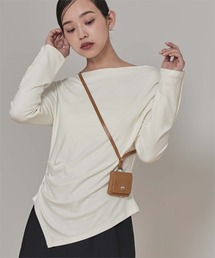 tシャツ 「ZOZO限定」ショルダー リボン トップス 半袖 カットソー スカーフ アシンメトリーデザイン オフショルダー レディース ZOZO限定】アシンメトリー オフショルダー 半袖トップス（T