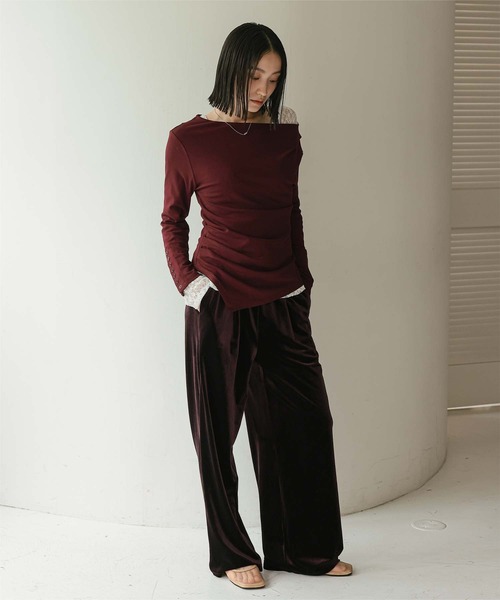 miette（ミエット）の「アシンメトリーオフショルダートップス（Tシャツ/カットソー・レディース・ブラック/ボルドー/オフホワイト・S/M）」の17枚目の写真