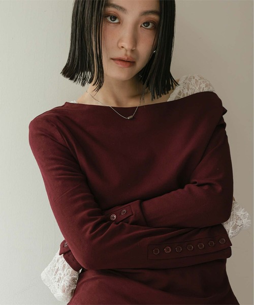 miette（ミエット）の「アシンメトリーオフショルダートップス（Tシャツ/カットソー・レディース・ブラック/ボルドー/オフホワイト・S/M）」の20枚目の写真