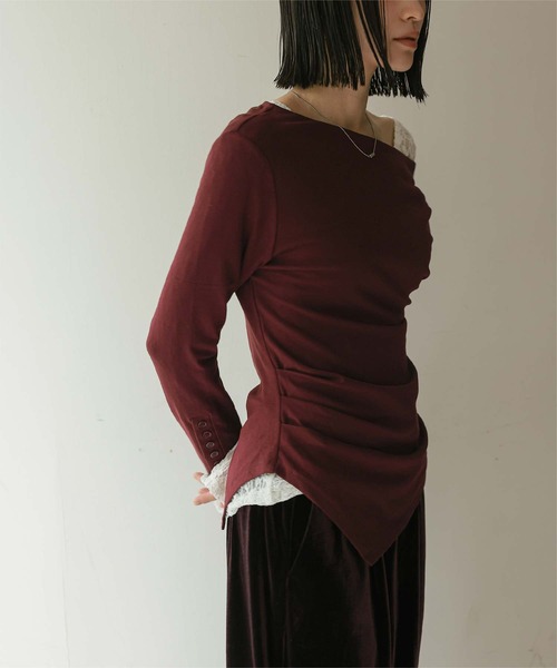 miette（ミエット）の「アシンメトリーオフショルダートップス（Tシャツ/カットソー・レディース・ブラック/ボルドー/オフホワイト・S/M）」の22枚目の写真