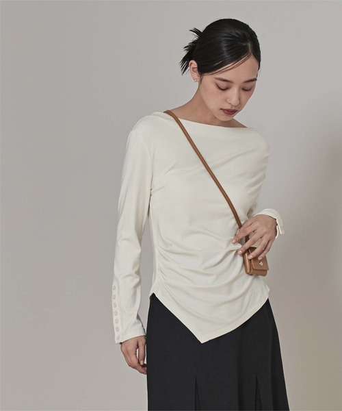 miette（ミエット）の「アシンメトリーオフショルダートップス（Tシャツ/カットソー・レディース・ブラック/ボルドー/オフホワイト・S/M）」の8枚目の写真
