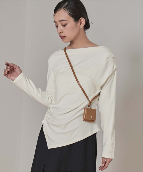 miette（ミエット）の「アシンメトリーオフショルダートップス（Tシャツ/カットソー・レディース・ブラック/ボルドー/オフホワイト・S/M）」の9枚目の写真