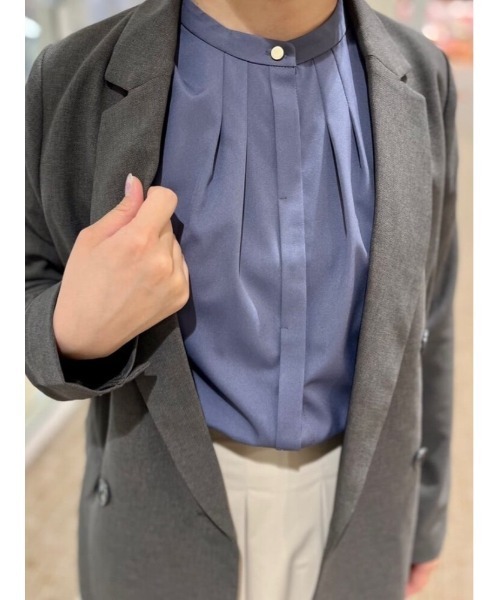 Perfect Suit FActory(パーフェクトスーツファクトリー)の「【洗える・速乾・ストレッチ・薄手】からみメッシュ ダブルジャケット・ワイドパンツセットアップ(スーツセット・レディース・ブラウン/チャコールグレー/ネイビー・L/M/S)」の7枚目の写真
