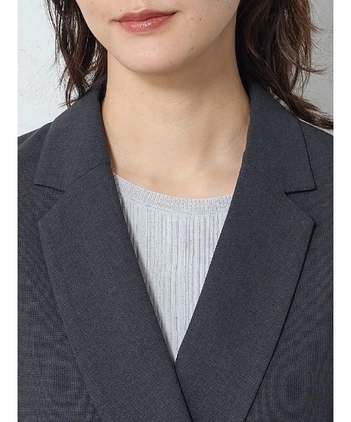 Perfect Suit FActory(パーフェクトスーツファクトリー)の「【洗える・速乾・ストレッチ・薄手】からみメッシュ ダブルジャケット・ワイドパンツセットアップ(スーツセット・レディース・ブラウン/チャコールグレー/ネイビー・L/M/S)」の12枚目の写真