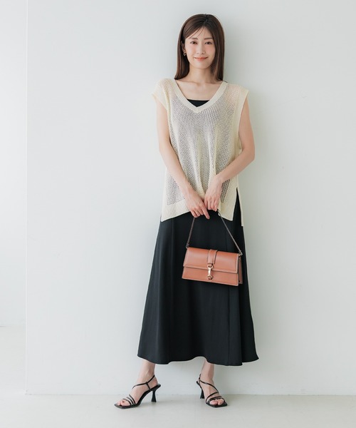 トップス v コカ coca メッシュVネックニットトップス （Brown