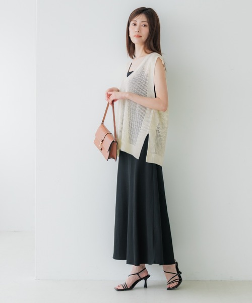 メッシュVネックニットトップス（ニット/セーター）｜coca（coca