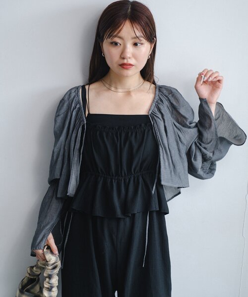セール】【2WAY】シアーデニムボレロ（カーディガン/ボレロ）｜Kastane