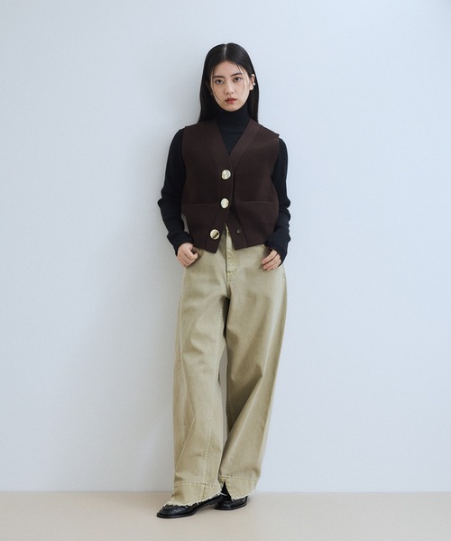 ADAM ET ROPE'（アダムエロペ）の「【WEB限定】・【サステナブル】エコベロRIBタートル（ニット/セーター・レディース・チャコールグレー/ブラック/パープル/レッド・FREE）」の13枚目の写真