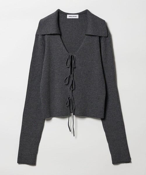 EMMEL REFINES(エメルリファインズ)の「<EMMEL REFINES>EM フロントリボン エリツキ ニット(ニット/セーター・レディース・ライトブルー/ライム/ダークグレー・FREE)」の2枚目の写真