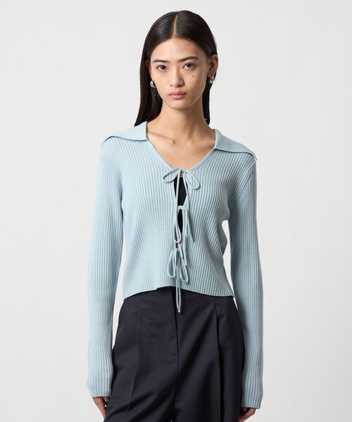 EMMEL REFINES(エメルリファインズ)の「<EMMEL REFINES>EM フロントリボン エリツキ ニット(ニット/セーター・レディース・ライトブルー/ライム/ダークグレー・FREE)」の8枚目の写真