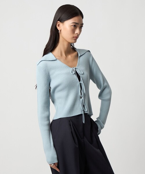 EMMEL REFINES(エメルリファインズ)の「<EMMEL REFINES>EM フロントリボン エリツキ ニット(ニット/セーター・レディース・ライトブルー/ライム/ダークグレー・FREE)」の22枚目の写真