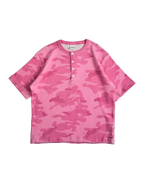 WISH FOR EVER（ウィッシュフォーエバー）の「ASSORT DRAW CODE HENRY NECK THERMAL T-SHIRT / アソートドローコードヘンリーネックサーマルTシャツ（Tシャツ/カットソー・メンズ・ピンク系/リアルツリーカモ/カーキ系・SMALL/MEDIUM/LARGE）」の3枚目の写真