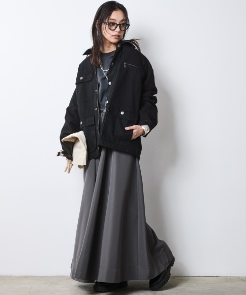 CHIC STYLE(シックスタイル)の「リブ使い異素材ドッキングロングワンピース<大きいサイズ有>シックスタイル(ワンピース・レディース・グレー/ブラック・5L/4L/3L/LL/L/M)」の13枚目の写真