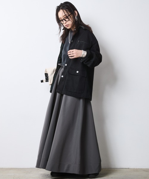 CHIC STYLE(シックスタイル)の「リブ使い異素材ドッキングロングワンピース<大きいサイズ有>シックスタイル(ワンピース・レディース・グレー/ブラック・5L/4L/3L/LL/L/M)」の16枚目の写真