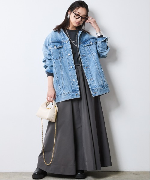 CHIC STYLE(シックスタイル)の「リブ使い異素材ドッキングロングワンピース<大きいサイズ有>シックスタイル(ワンピース・レディース・グレー/ブラック・5L/4L/3L/LL/L/M)」の9枚目の写真