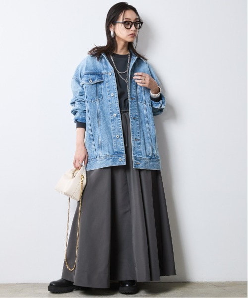 CHIC STYLE(シックスタイル)の「リブ使い異素材ドッキングロングワンピース<大きいサイズ有>シックスタイル(ワンピース・レディース・グレー/ブラック・5L/4L/3L/LL/L/M)」の10枚目の写真