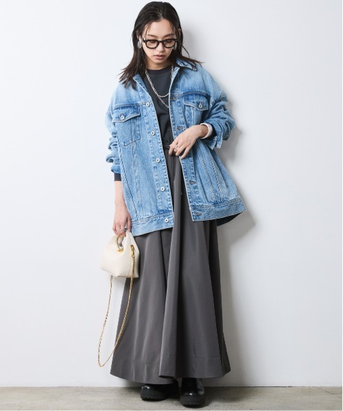 CHIC STYLE(シックスタイル)の「リブ使い異素材ドッキングロングワンピース<大きいサイズ有>シックスタイル(ワンピース・レディース・グレー/ブラック・5L/4L/3L/LL/L/M)」の3枚目の写真