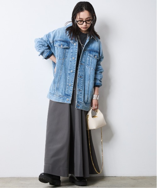 CHIC STYLE(シックスタイル)の「リブ使い異素材ドッキングロングワンピース<大きいサイズ有>シックスタイル(ワンピース・レディース・グレー/ブラック・5L/4L/3L/LL/L/M)」の6枚目の写真