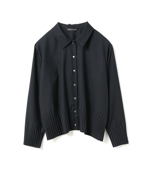 ◆未使用級◆2.5万◆ミズイロインド◆プリーツヘムシャツ◆長袖ブラウス◆ネイビー mizuiro ind プリーツヘムシャツ（シャツ/ブラウス）｜mizuiroind