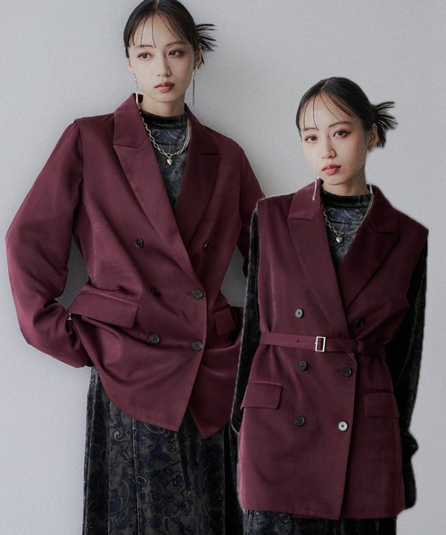 断*離様 新品タグ付 HARE KIHINN2WAYジャケット＊ジレ ボルドー HARE（ハレ）の「【百田夏菜子着用/SET UP対応 】KIHINN2WAYジャケット