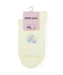 PINK-latte（ピンクラテ）の「【15cm丈】ハートロゴ刺繍クルー（ソックス/靴下・キッズ）」