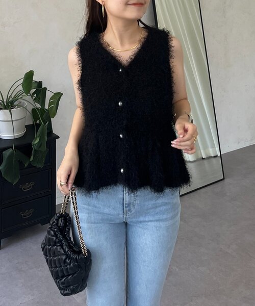 prose verse（プロズヴェール）の「パールボタンペプラムシャギーニットベスト（ベスト・レディース・ピンク/ブラック・MEDIUM/LARGE）」の11枚目の写真