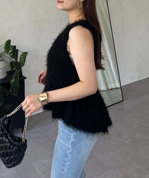 prose verse（プロズヴェール）の「パールボタンペプラムシャギーニットベスト（ベスト・レディース・ピンク/ブラック・MEDIUM/LARGE）」の13枚目の写真