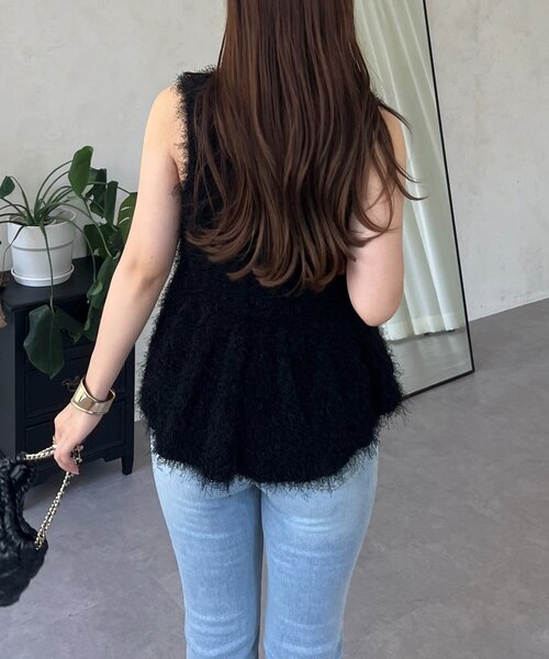 prose verse（プロズヴェール）の「パールボタンペプラムシャギーニットベスト（ベスト・レディース・ピンク/ブラック・MEDIUM/LARGE）」の15枚目の写真