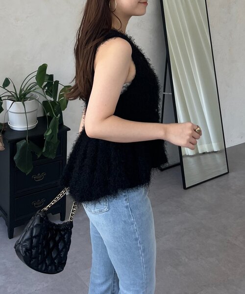 prose verse（プロズヴェール）の「パールボタンペプラムシャギーニットベスト（ベスト・レディース・ピンク/ブラック・MEDIUM/LARGE）」の16枚目の写真