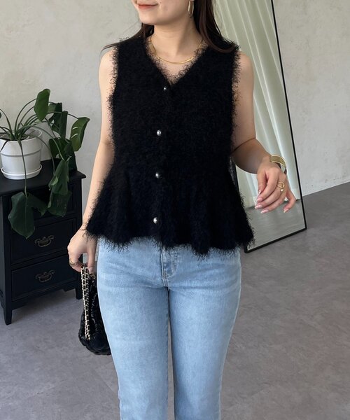 prose verse（プロズヴェール）の「パールボタンペプラムシャギーニットベスト（ベスト・レディース・ピンク/ブラック・MEDIUM/LARGE）」の18枚目の写真