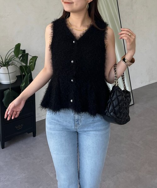 prose verse（プロズヴェール）の「パールボタンペプラムシャギーニットベスト（ベスト・レディース・ピンク/ブラック・MEDIUM/LARGE）」の20枚目の写真