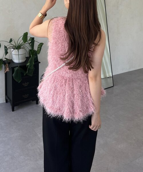 prose verse（プロズヴェール）の「パールボタンペプラムシャギーニットベスト（ベスト・レディース・ピンク/ブラック・MEDIUM/LARGE）」の5枚目の写真