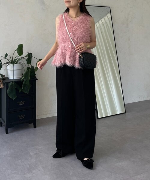 prose verse（プロズヴェール）の「パールボタンペプラムシャギーニットベスト（ベスト・レディース・ピンク/ブラック・MEDIUM/LARGE）」の7枚目の写真