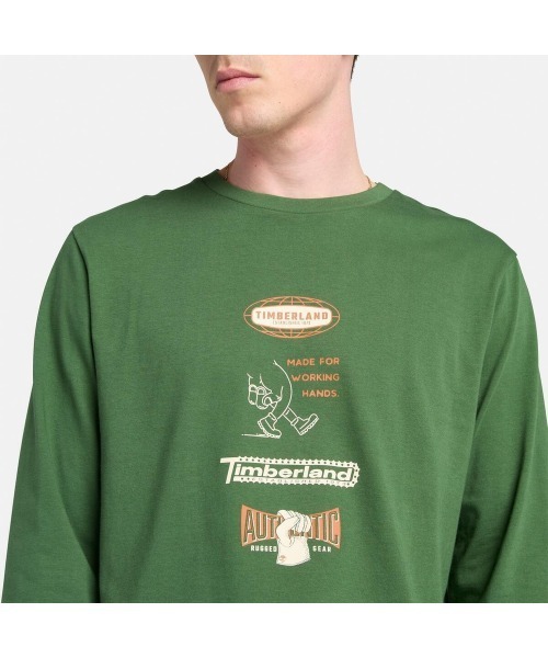 Timberland（ティンバーランド）の「長袖 "Made For Working" グラフィック Tシャツ メンズ（Tシャツ/カットソー・メンズ・グリーン・LARGE/MEDIUM/SMALL/X-LARGE）」の4枚目の写真