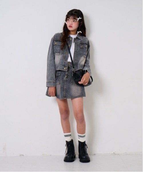 by LOVEiT（バイラビット）の「デニムスカパン（スカート・キッズ・ブルー/グレー・130cm/120cm/150cm/140cm/160cm）」の4枚目の写真