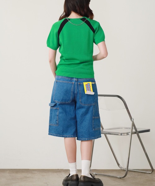 Calvin Klein（カルバン・クライン）の「Calvin Klein/カルバンクライン ショートスリーブロゴセーター（ニット/セーター・レディース・グリーン/ブラック・L/M/S）」の9枚目の写真